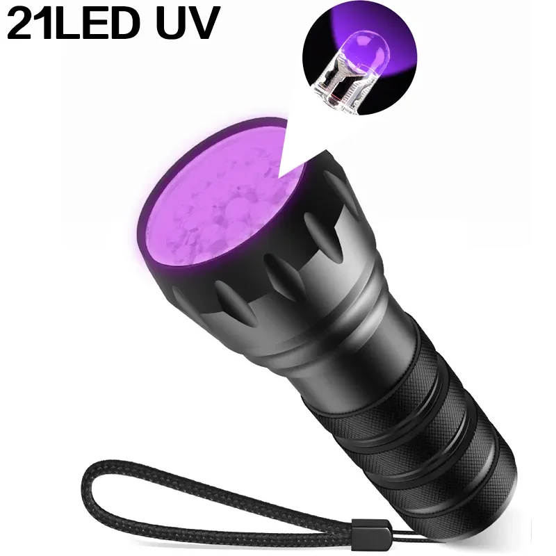 9/21 LED UV Flashlight 395nm Black Light Flashlights Mini Ultraviolet Torch UV Light Detector for Pet Urine Stain Scorpion