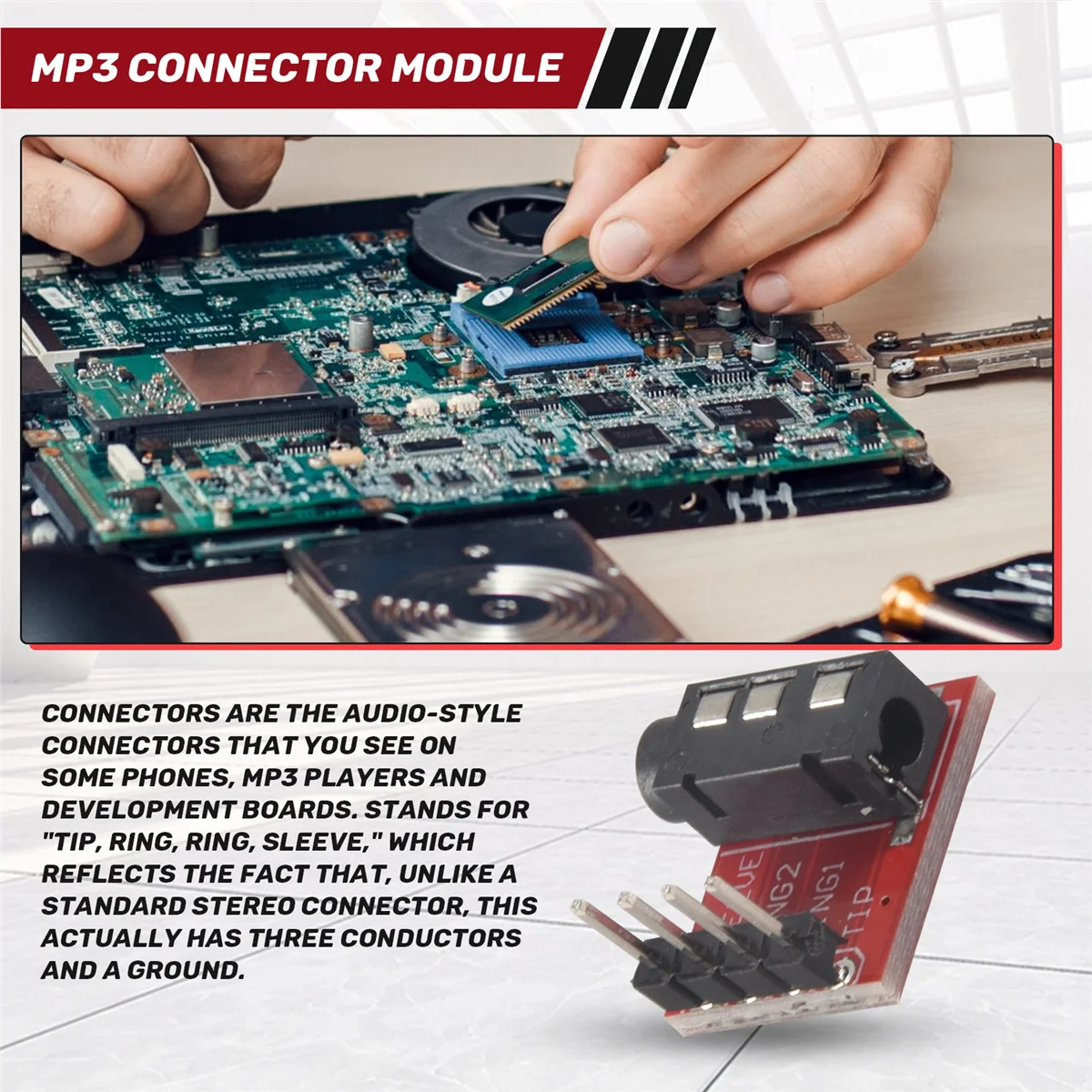 TRRS 3,5 mm Jack Breakout Board Fone de ouvido Vídeo Áudio MP3 Módulo de conector profissional