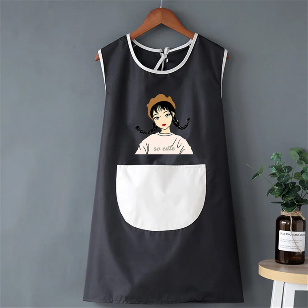 New Style Unisex Cooking Apron Household Cartoon Apron Chef Waiter Barbecue Hairdresser Adult Pocket Apron Kitchen Supplies