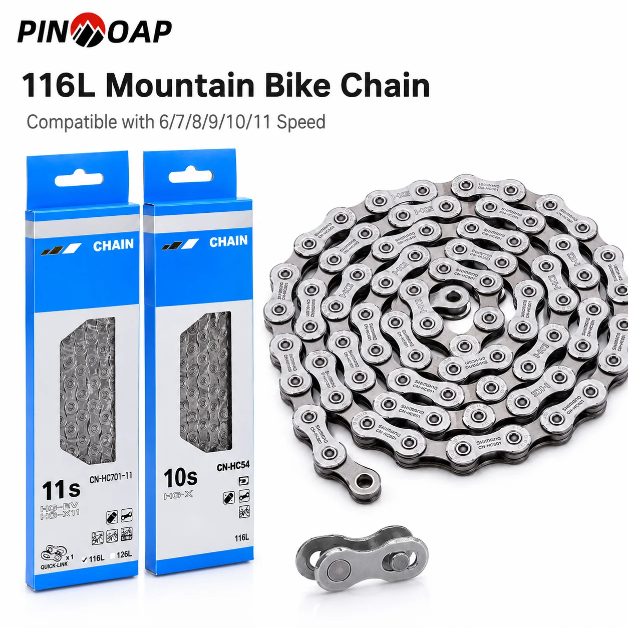 AliExpress NONE PINMOAP 1PC Premium Bicycle Chain 6/7/8/9/10/11 Speed Heavy Duty Gear Chain Smooth Shifting Replacement for Road MTB Bikes