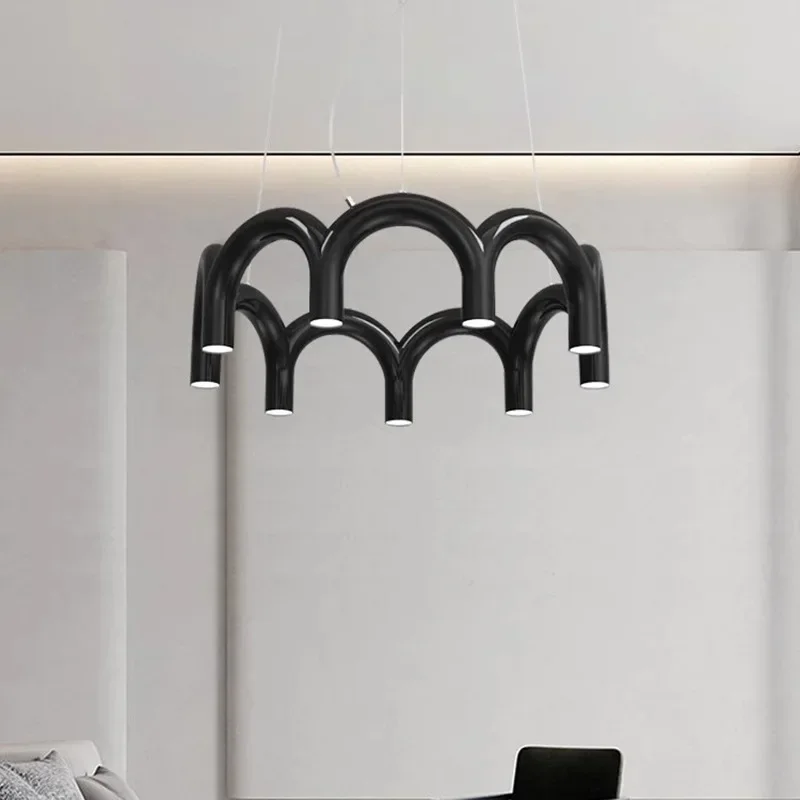 Imagem -03 - Arco Criativo Led Pendant Light Minimalista Nórdico Lustre Simples para Sala de Estar Sala de Jantar Arte Haning Light