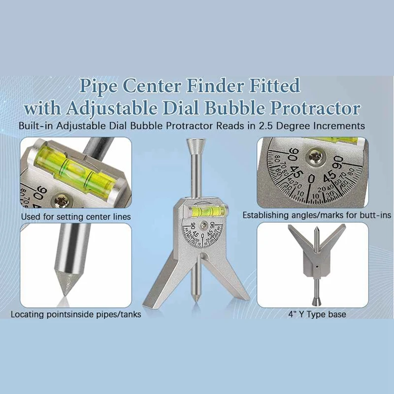 Imagem -03 - Reutilizável Pipe Center Finder com a Cabeça Centralizada Medida Nível Punch Diâmetro Mais de 0.5 e Acima