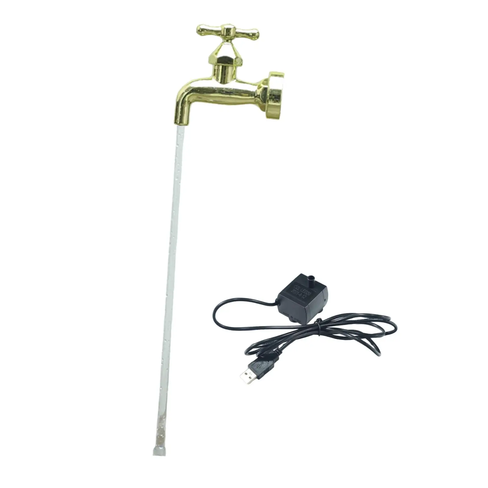 USB Floating Tap Water Fountain Ornaments Invisible Flowing Spout Watering Can Fountain for Farmhouse Porch Lawn Yard Courtyard