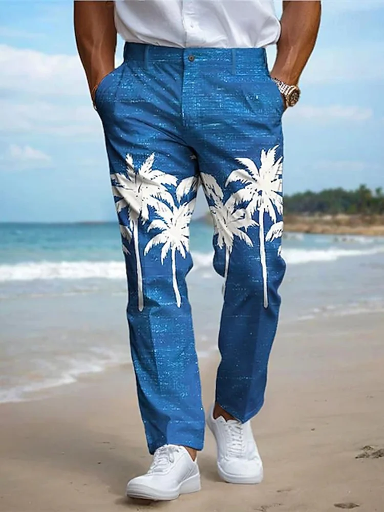 Coconut Tree Printed Men's Pants Hawaii Beach Outdoor Casual Fashion Travel Leisure Pants Party Streetwear