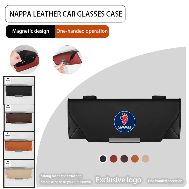 

For SAAB 93 9 5 Emblem Key Case Carplay Keychain Hat Logo Accessories Car Visor Sunglasses Glasses Holder Glasses Case Clip Box