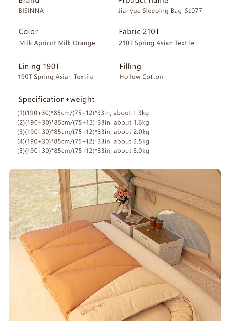 BISINNA Camping-Schlafsack, ultraleicht, für 4 Jahreszeiten, warmer Umschlag, Rucksackreisen, Baumwollschlafsack für Outdoor-Reisen, Wandern – Detail 9