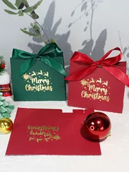 5/10 pezzi scatola di carta di buon natale babbo natale verde/rosso biscotto caramelle pacchetto forniture festa bomboniere per bambini scatole regalo