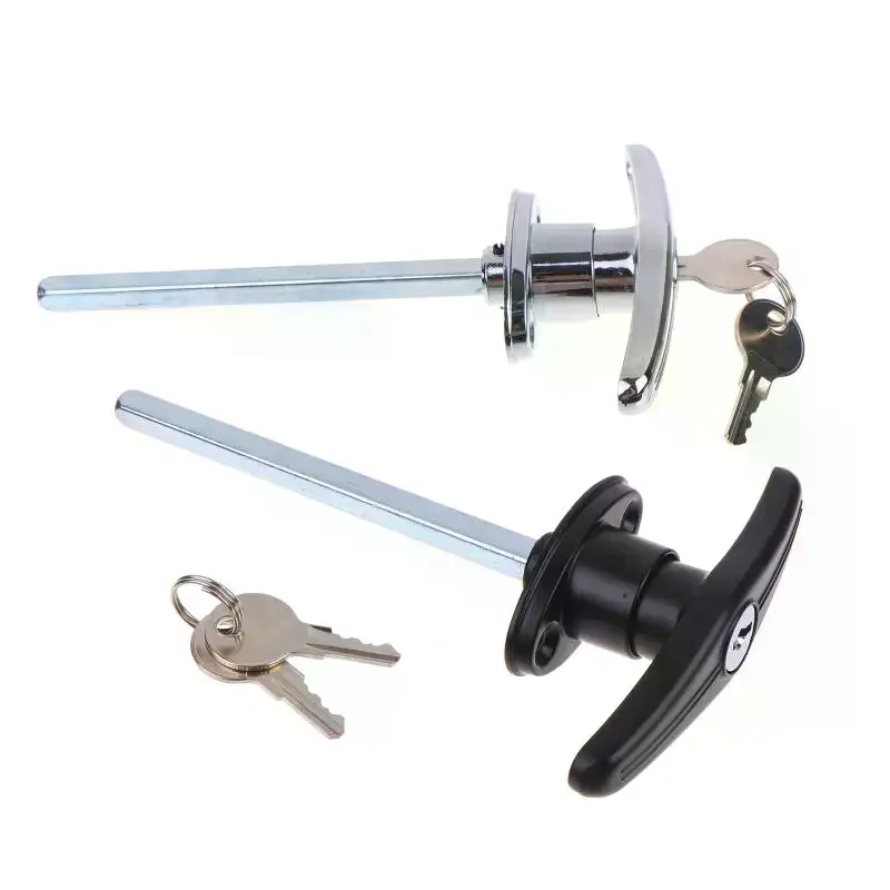 1Set Handle Lock Replacement Shed Door Barn Garage Keyed T-Handle Zinc Alloy Hardware Locking T Lock Handle With 2 Keys