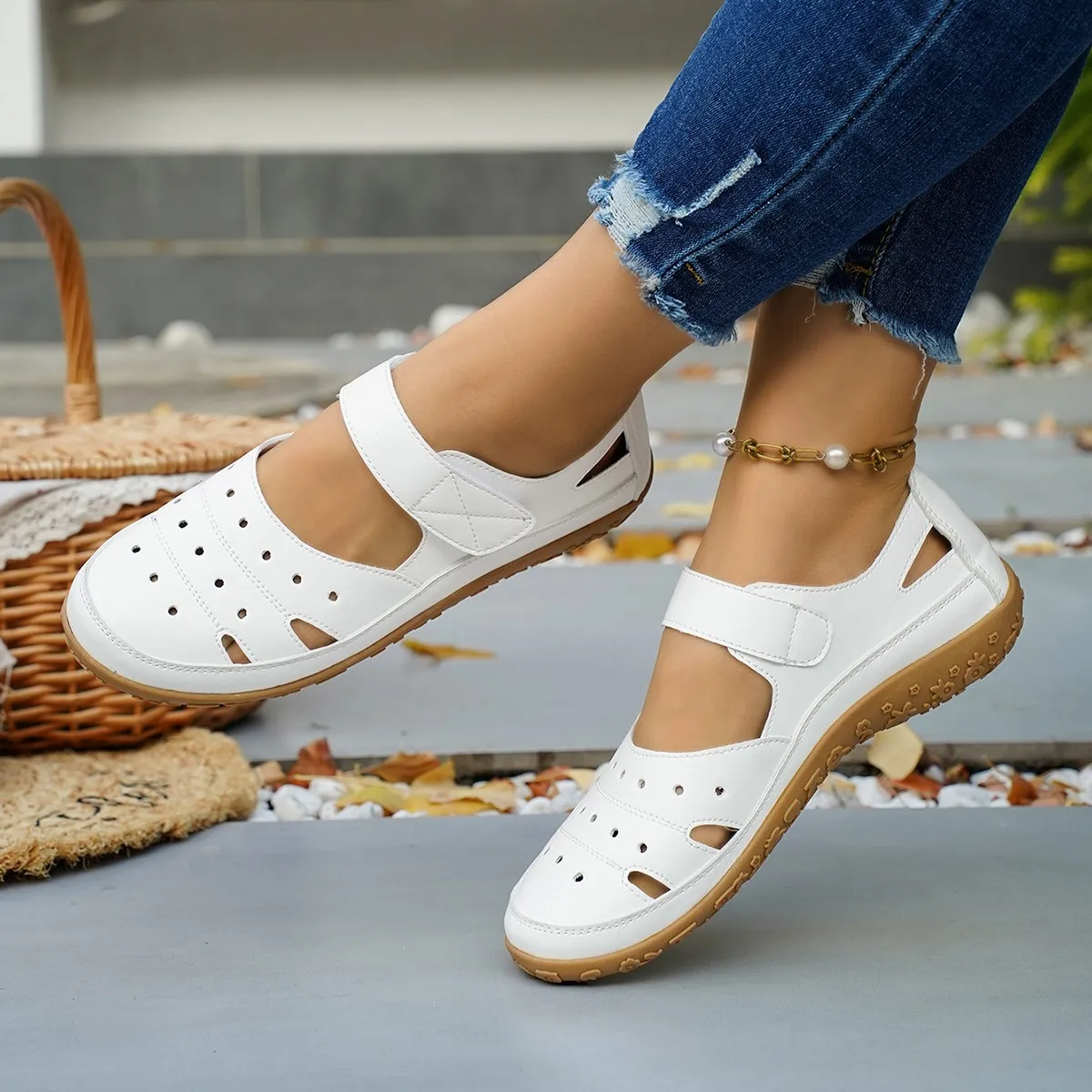 

Новинка 2026, женские сандалии, кожаная обувь для мам, женские туфли на плоской подошве