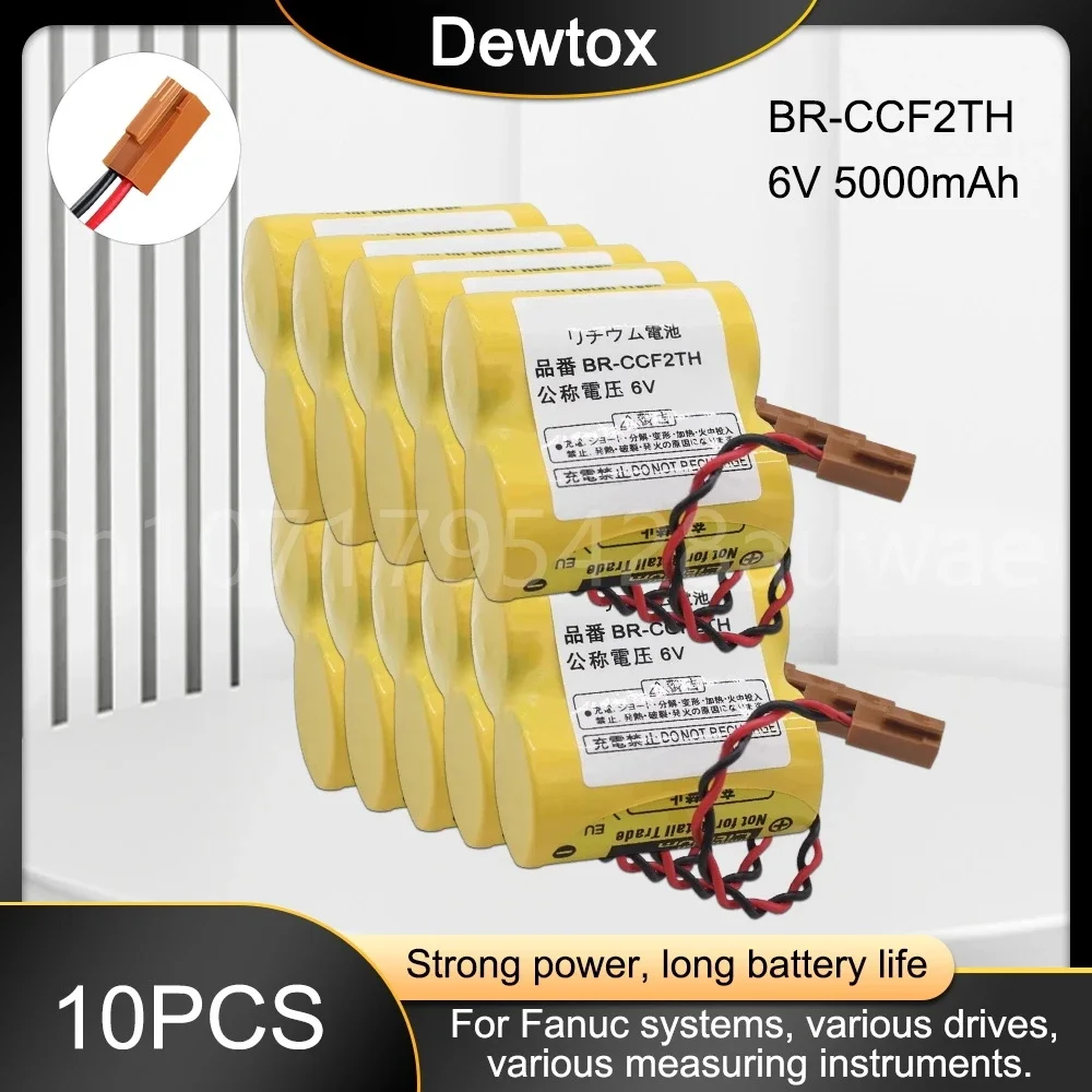 10PCS BR-CCF2TH Original 6V 5000mah Lithium Batteries with W/2P Plug for CNC Machine Tools PLC FANUC Systems