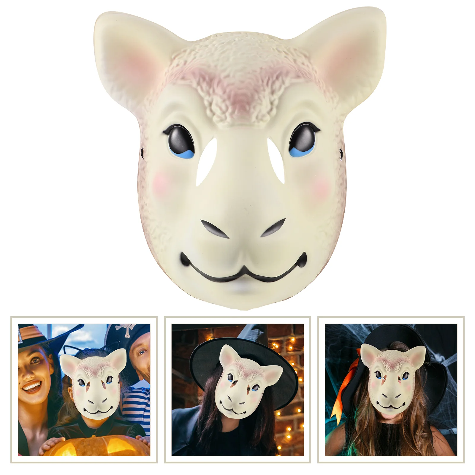 

Leopard Mask Animal Sheep Head White Face Stage Performance Manual Goat Child Stuffed