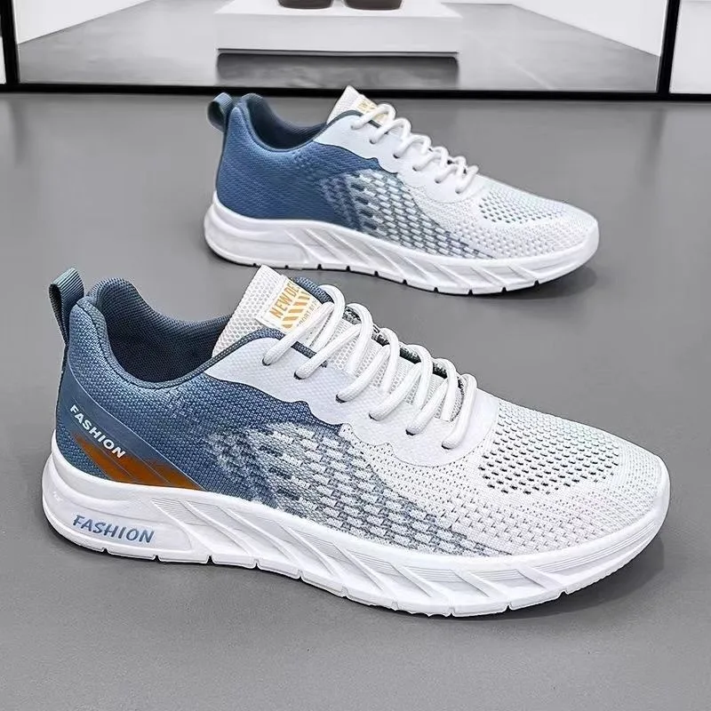 2024 New Fashion Men Running Shoes Knit Breathable Sneaker Outdoor Jogging Trainers Non-slip Lace Up Tennis Shoes Spor Ayakkabı