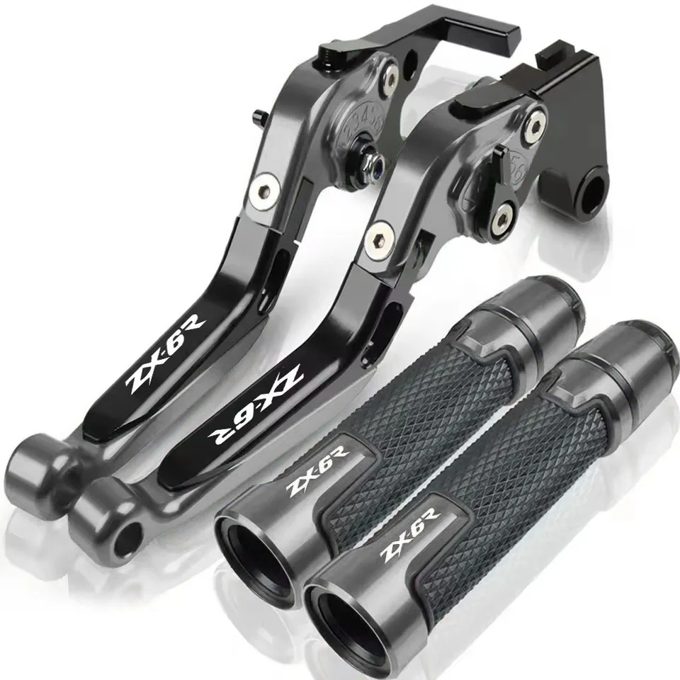 Motorcycle Adjustable Folding Brake Clutch Levers Handlebar Hand Grips For Kawasaki ZX6R ZX-6R ZX 6R 1995 - 1999 1998 1997 1996