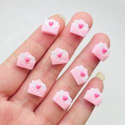 30 Pcs New Cute Resin Mini Pink Envelope Flat Back Stone Figurines DIY Jewelry Wedding Scrapbook Manicure Accessories A57