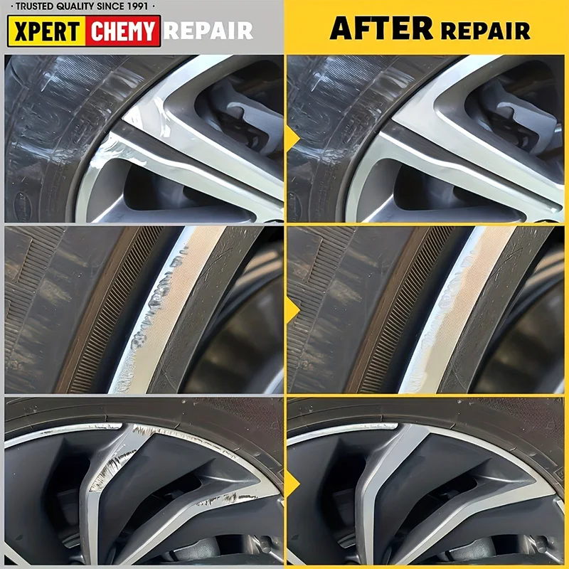 Universal Aluminum Alloy Wheel Repair Kit — Perfect for fixing scratches and scuffs on silver car wheels, includes repair pen, f