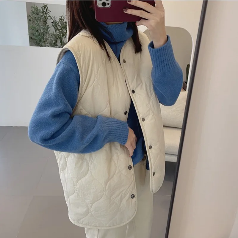 Deeptwon Vintage Winter Padded Vest Women Lamb Wool Double-sided Sleeveless Mustang Jacket Oversize Korean Style Streetwear