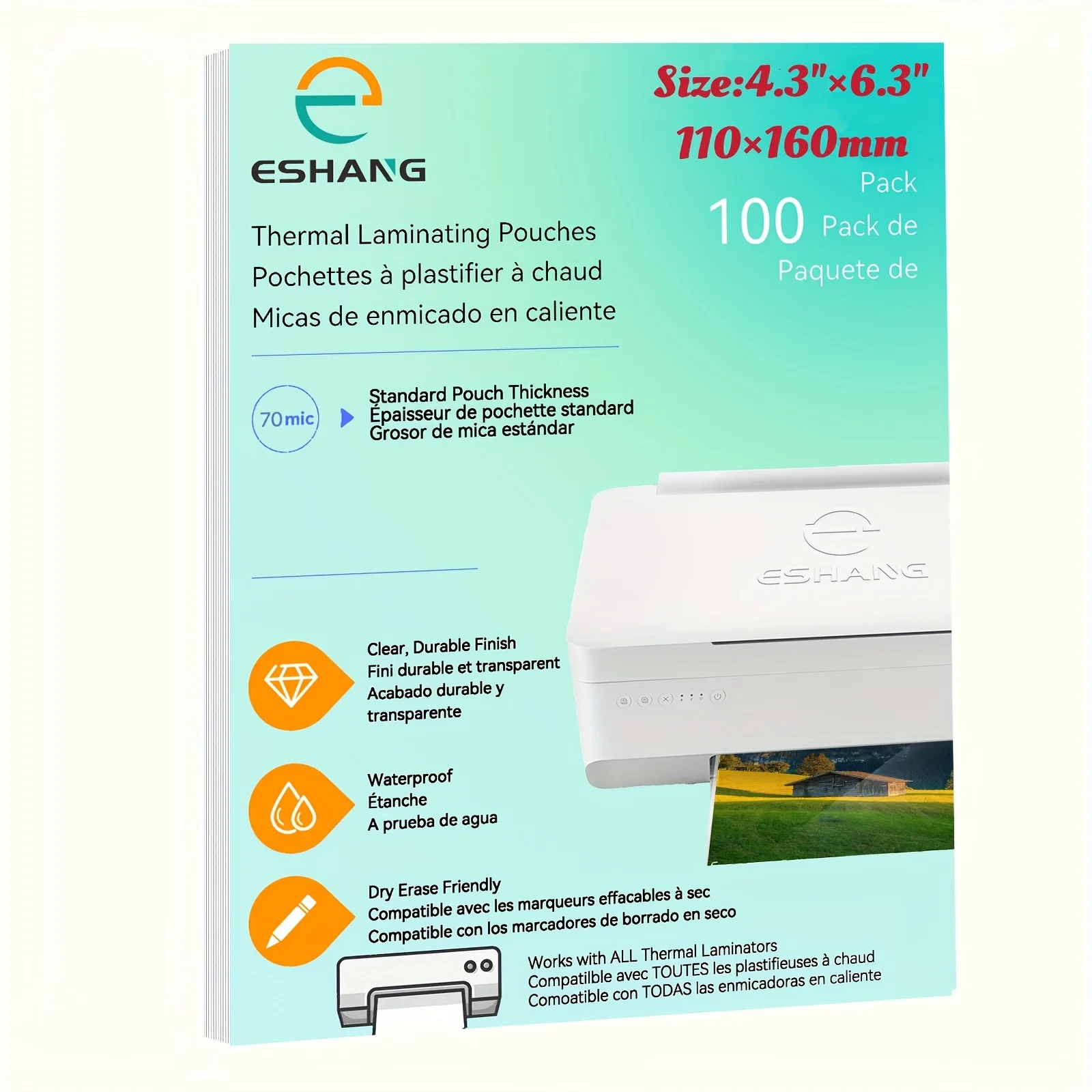 

Размер: 4,3 × 6,3 дюйма, 110 см x 160 мм, 100 шт., 70 мкм, прозрачные термоламинирующие пластиковые бумажные листы для ламинирования