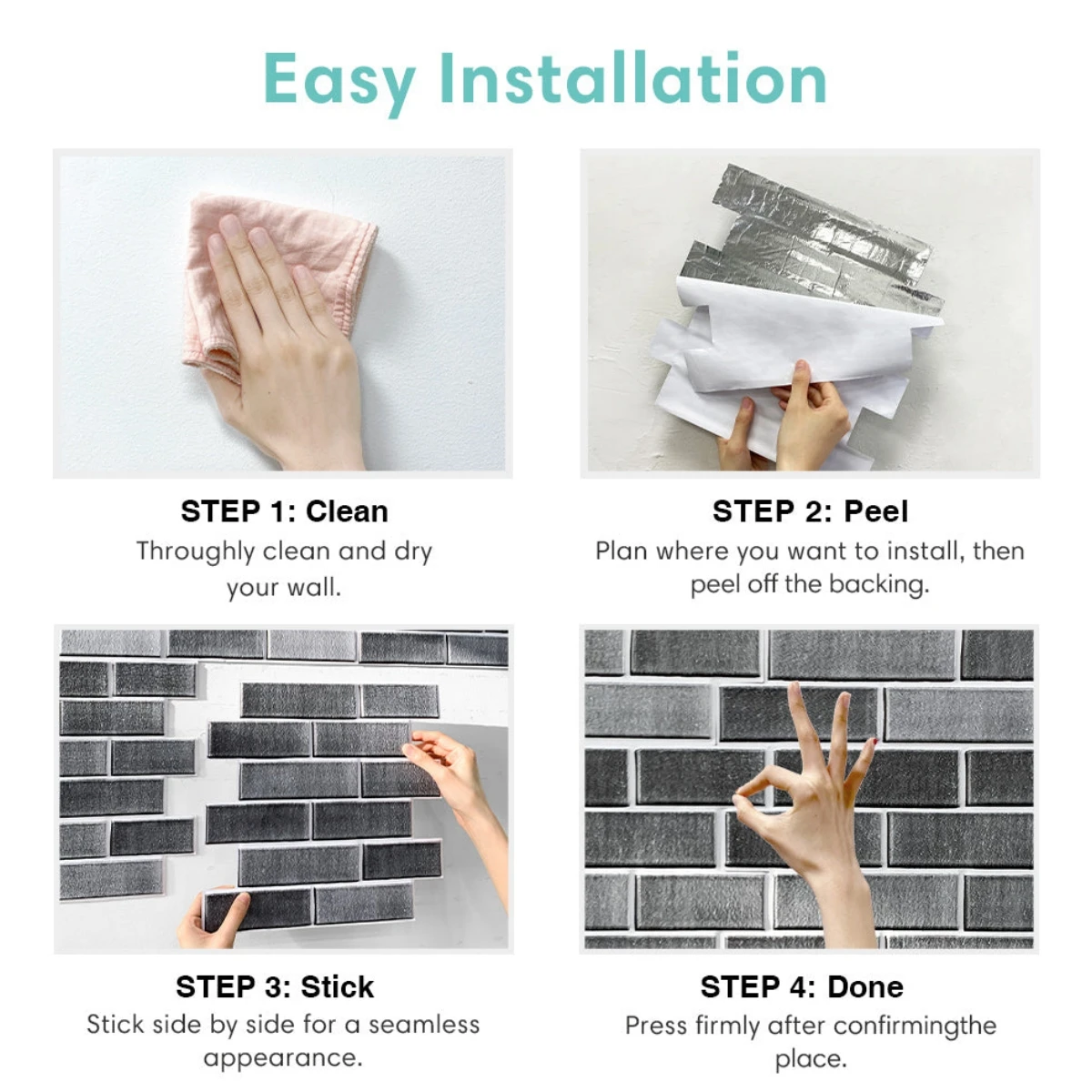 1/10 szt. Naklejka ścienna 3D samoprzylepna imitujące cegłę z Panel ścienny i naklejką płytka kuchenna naklejką na płytka ścienna do łazienki Backsplash — zdjęcie 5