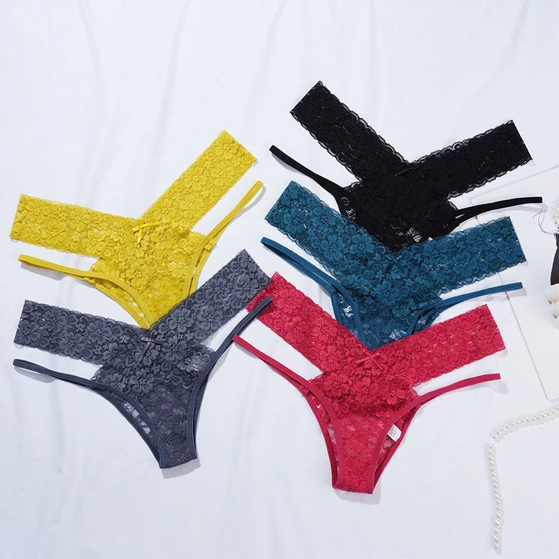 

Sexy Lace Ladies Panties Low Waist Underwear Briefs Female Solid Color Underpants Breathable Hollow Out Seamless Lingerie