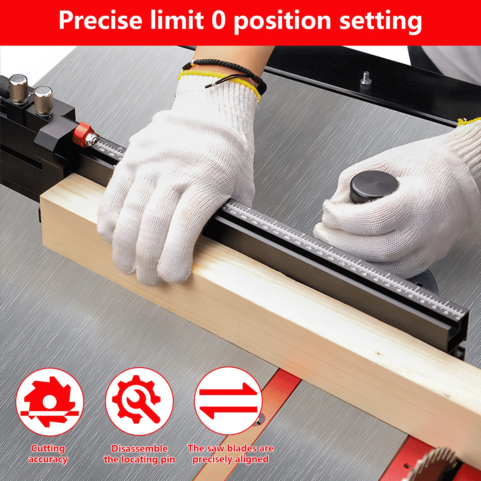 

Table Saw Push Rule Adjustable Table Saw Precision Miter Gauge System Standard Slot 3/4 X 3/8 Inches Woodworking Tools