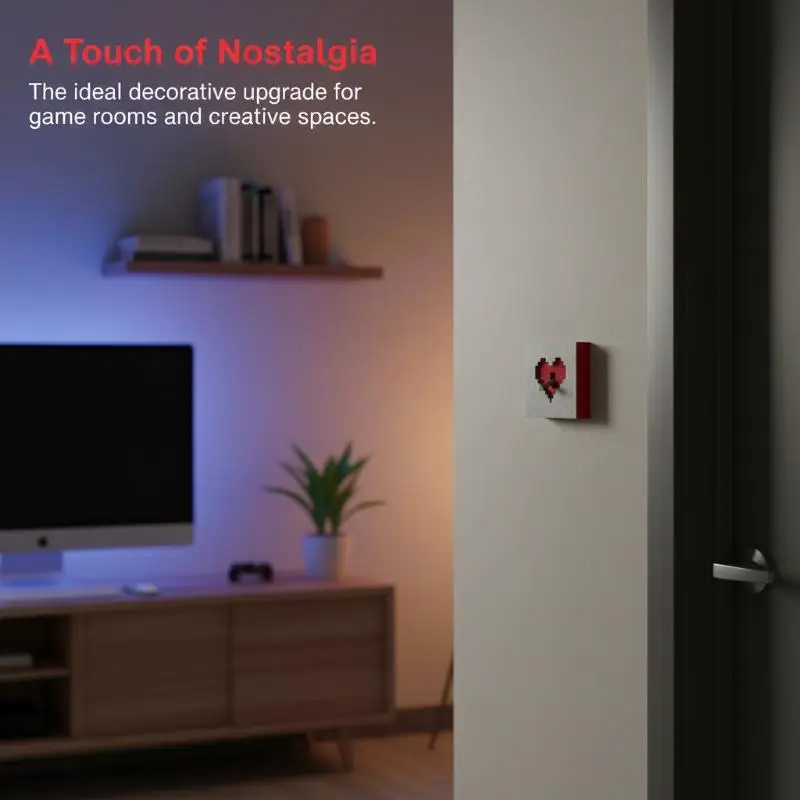 Pixel Heart Light Switch Cover Creative 3D Wall Switch Panel Decor Protective Frame For Bedroom Living Room Home Decoration