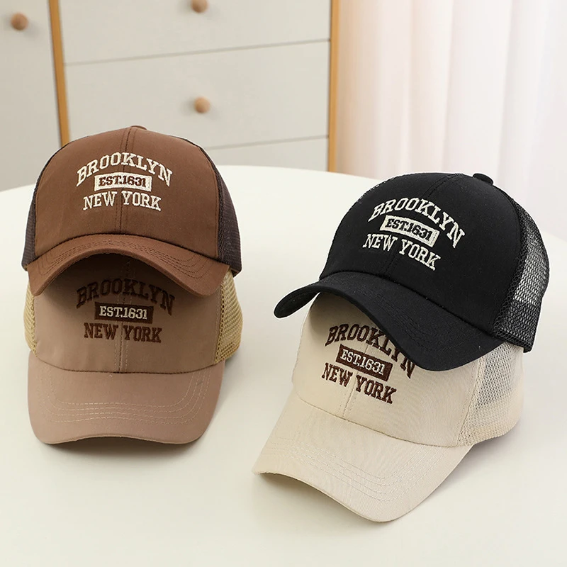 Summer Mesh Baby Baseball Caps Fashion Letter Embroidery Boy Girl Breathable Duck Tongue Caps Outdoor Toddler Kids Sun Hats