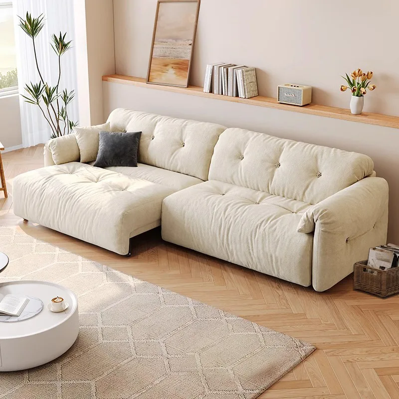 Cloud electric sofa living room cream style telescopic fabric lazy multi-functional Internet celebrity sofa bed
