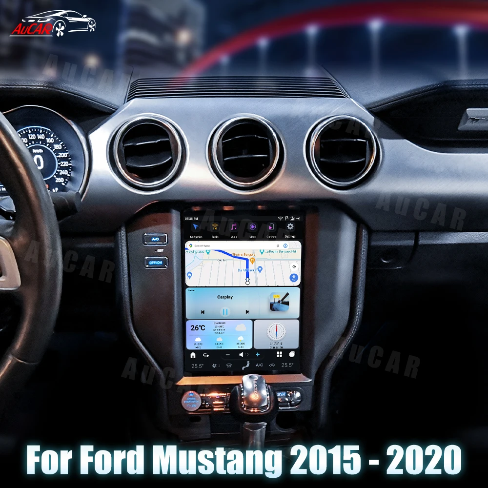 

AuCar 10,4-дюймовая автомобильная стереосистема T-Style Android 13,0, головное устройство, автомобильный DVD-плеер, автомобильное радио для Ford Mustang 2015-2020
