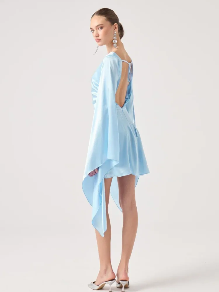 Blifanbo manches longues tache élégante Mini robe femmes dos nu moulante mode O cou mince solide mode Sexy Club robe de soirée