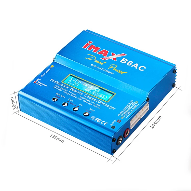 IMAX B6AC RC Carregador 80W 6A 2-6S Carregador de equilíbrio Tela LCD digital Li-ion LiFe Nimh Nicd Descarregador Lipo Bateria