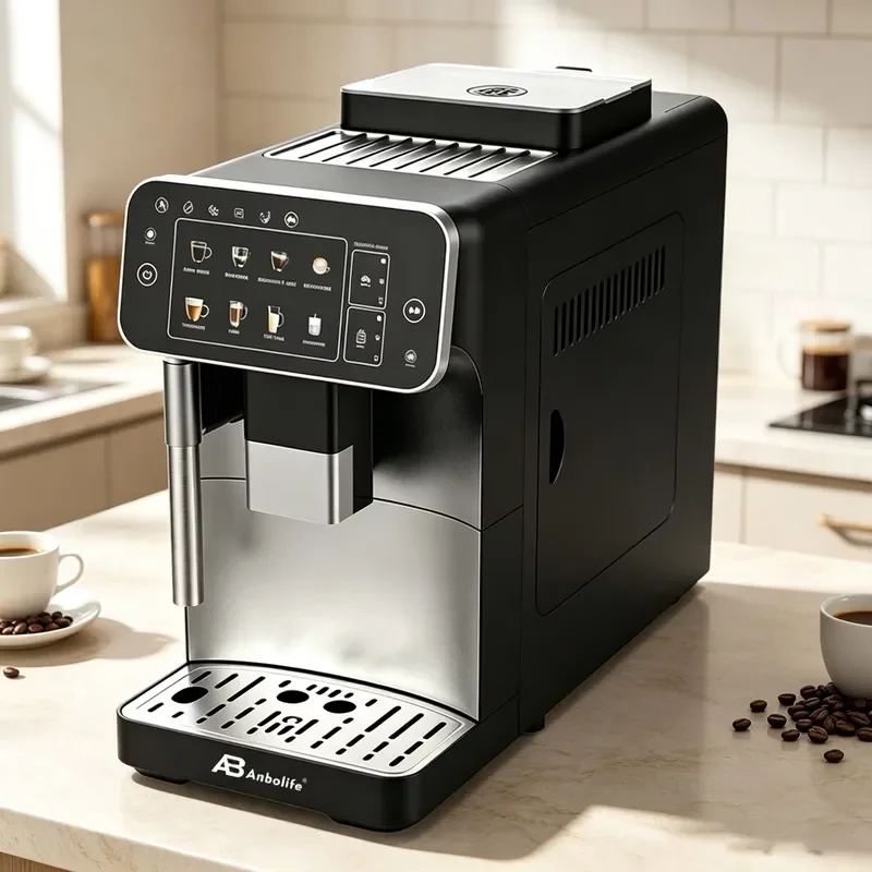 Anbolife New Fully Automatic Espresso Machine, 20 Bar Coffee with Built-in Grinder & Milk Frother, Compact A4 Size,OEM