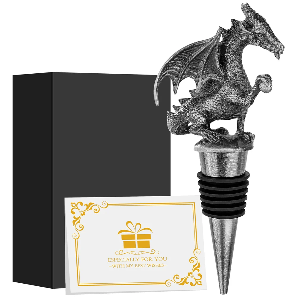 Bronze/Grey Black Metal Wine Bottle Stopper Charm Cool Dragon Wine Stoppers Birthday Party Decoration Wine Gift Bar Accessories