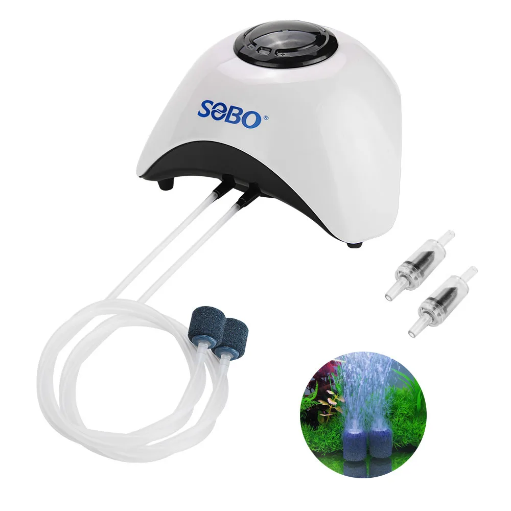 SOBO Fish Tank Oxygen Pump Fish Farming Silent Aeration Pump Double/Single Outlet Adjustable for Aquarium SB860A SB830A 220-240V