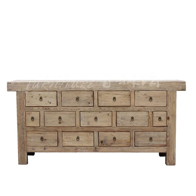 Classical Dinning Room Antique Recycle Wood Natural Cabinet Sideboard