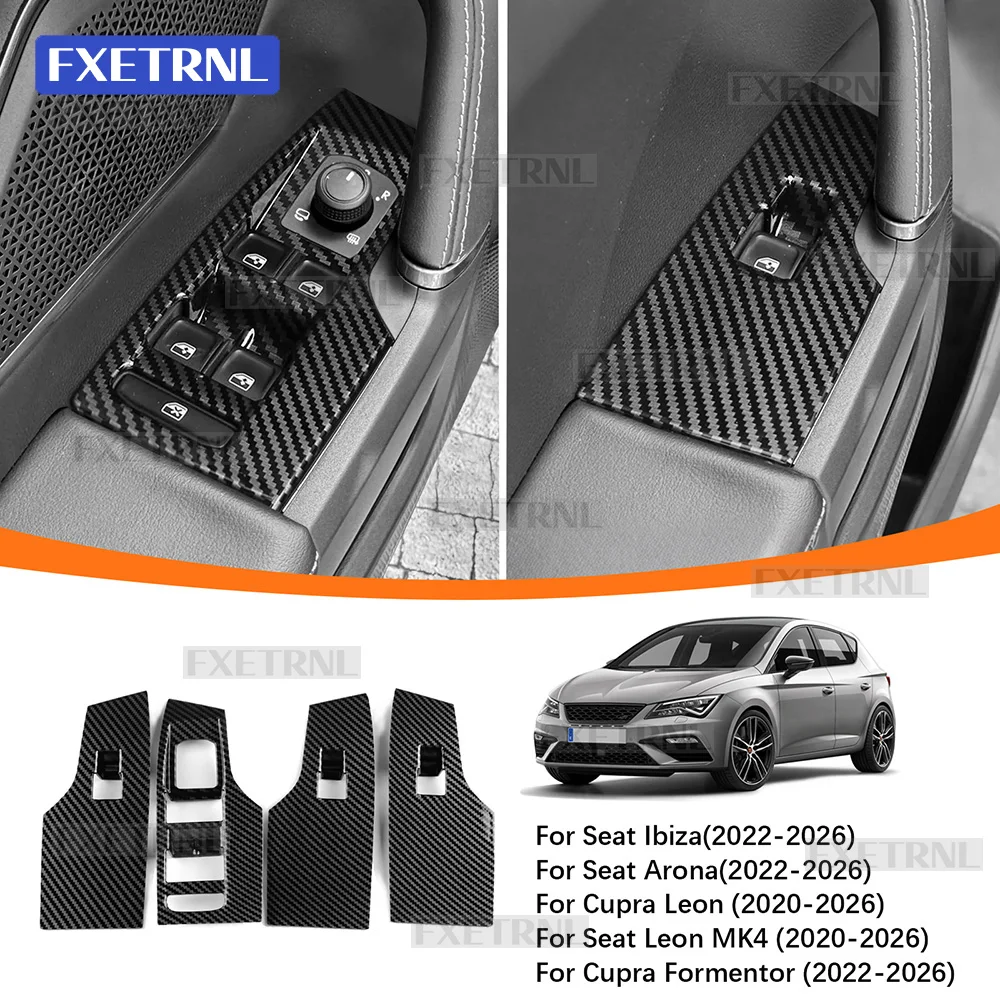 

LHD RHD for Seat Leon MK4 Cupra Leon Cupra Formentor 2020 2021 2022 2023-2025 ABS Carbon Fiber Pattern Window Lift Panel Sticker