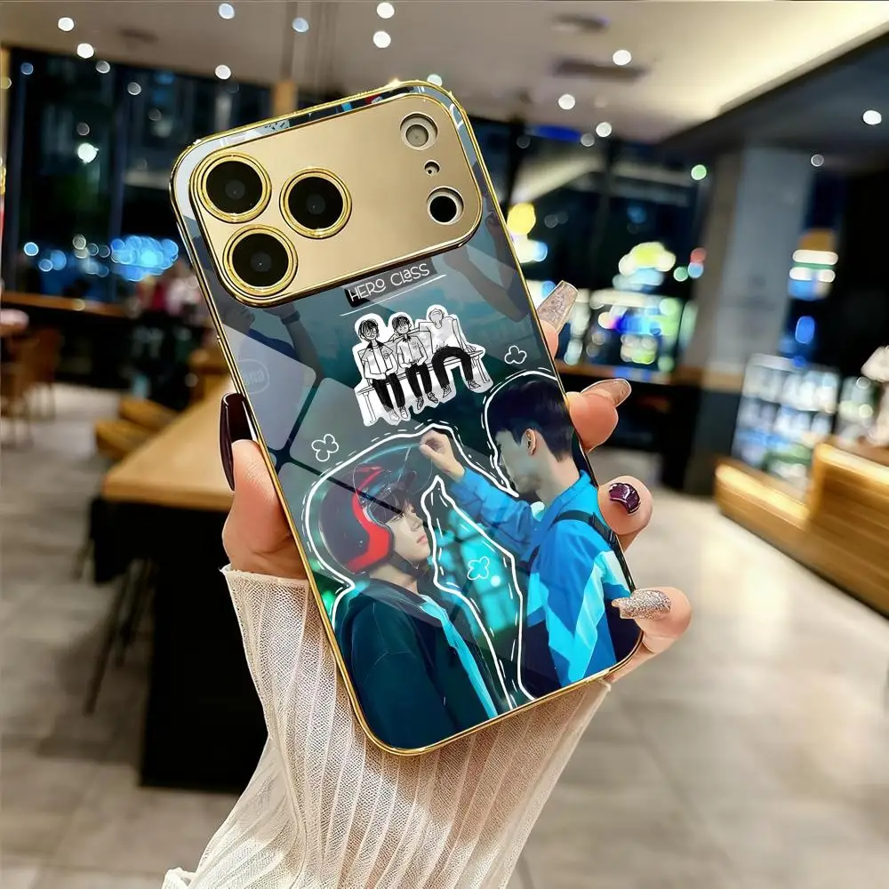 W-Weak Hero Class 1 2 TV Phone Case For IPhone 17 16 15 14 13 12 Pro Max Plus Electroplated Metal Bumper Shockproof Case