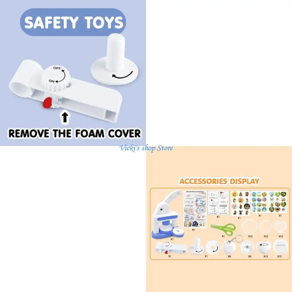

Button Badge Making Set With Round Cutter Machine Safe for Kids Activities