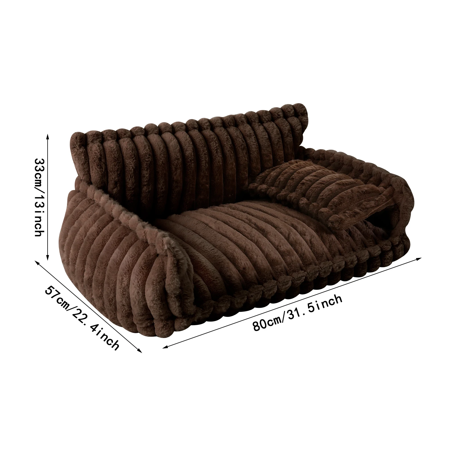 

Темно-коричневый диван для домашних животных со съемным моющимся чехлом, пушистыми кровати для кошек, мягкий диван для домашних животных