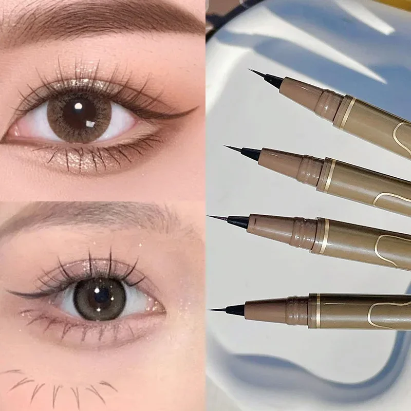 Delineador de ojos líquido ultrafino resistente al agua, maquillaje coreano para mujeres, delineador de ojos suave de secado rápido, lápiz para pestañas inferiores de larga duración, cosméticos