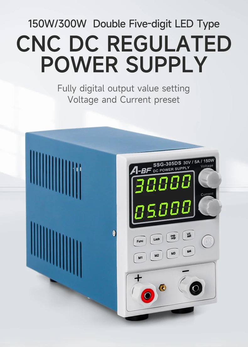 A-BF SSG-305DS Power Supply Tester 30V 5A Laboratory DC Voltage Regulator Dual 5-Digit  Bench Power Supply