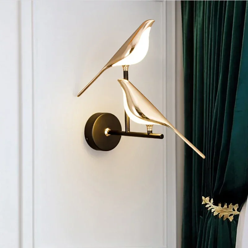 

Creativity Bird Light Led Wall Lamps Hallway Stairs Sconce Wall Mounted Bedroom Bedside Lamp Postmodern Designer Decor Fixtures