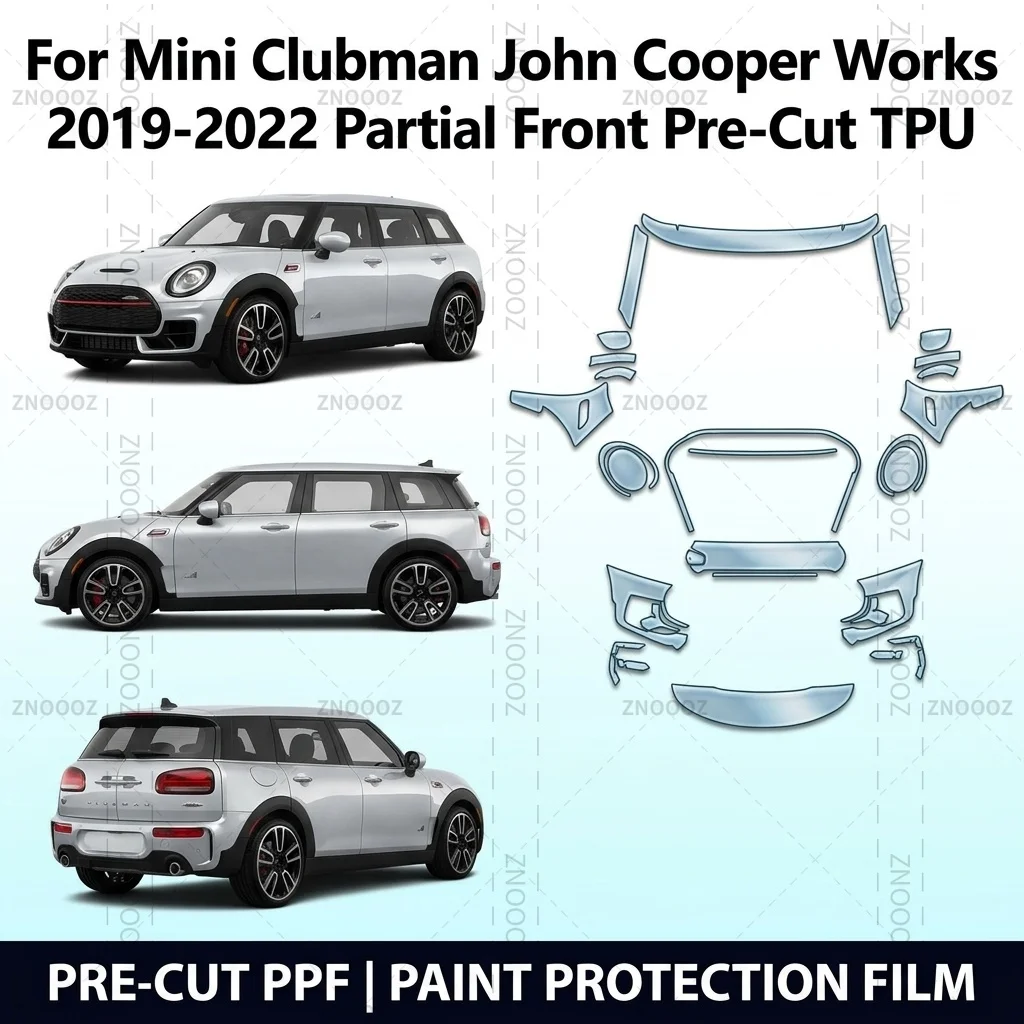 For Mini Clubman John Cooper Works 2019-2022 Partial Front Pre-Cut TPU Paint Protection PPF Kit, Self Healing, Scratch
