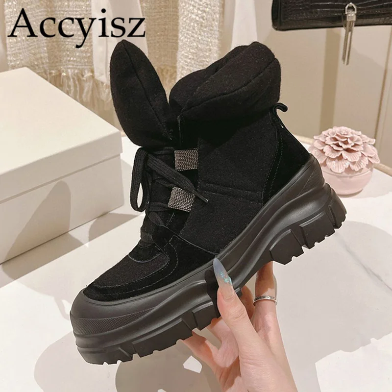 

Autumn Winter Retro Suede String Bead Riding Botas Women's Round Toe Lace Up Short Boots Thick Bottom British Style Ankle Boots