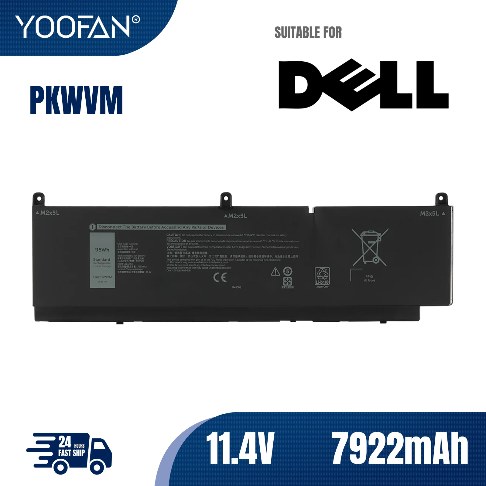 YOOFAN 95WH PKWVM L batería aptop para DELL Precision 7550 7560 7750 7760 serie P44E P93F C903V CR72X 17C06 0CR72X