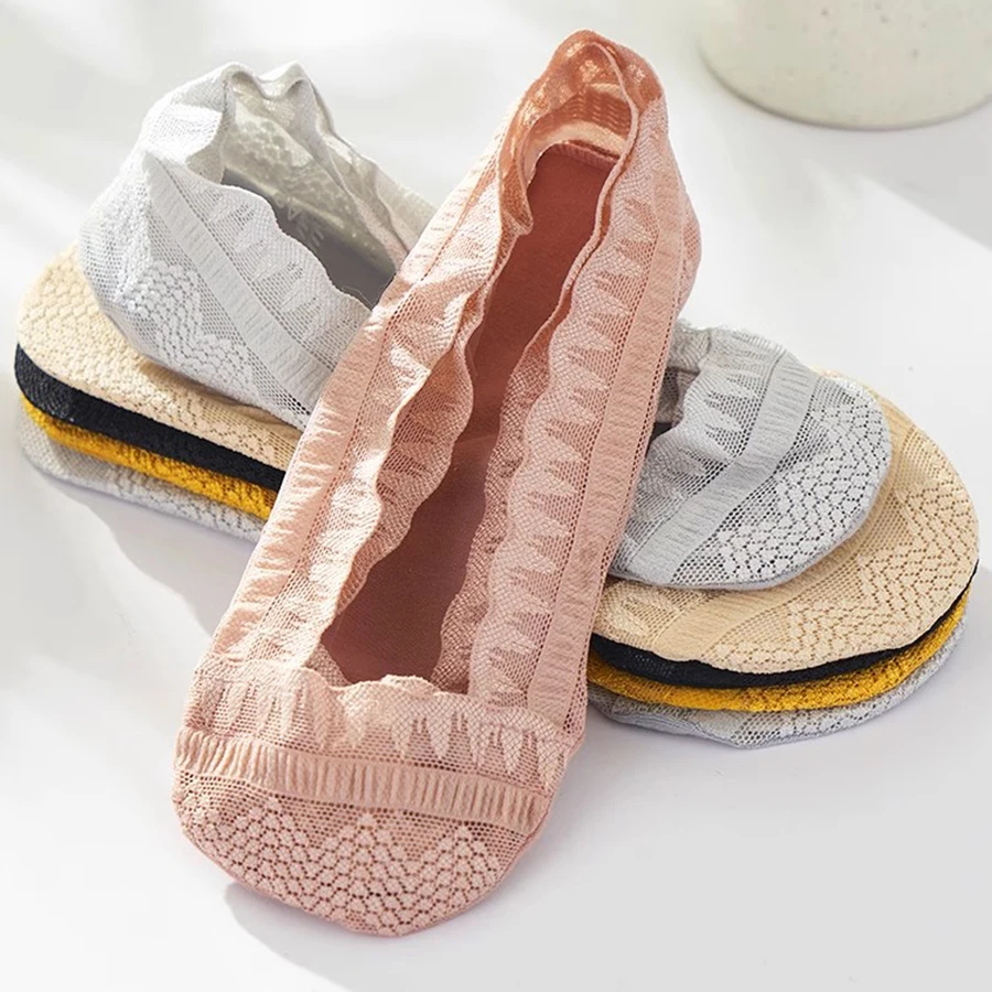 5 paia/lotto calzini invisibili da donna calzini corti in pizzo a rete da barca