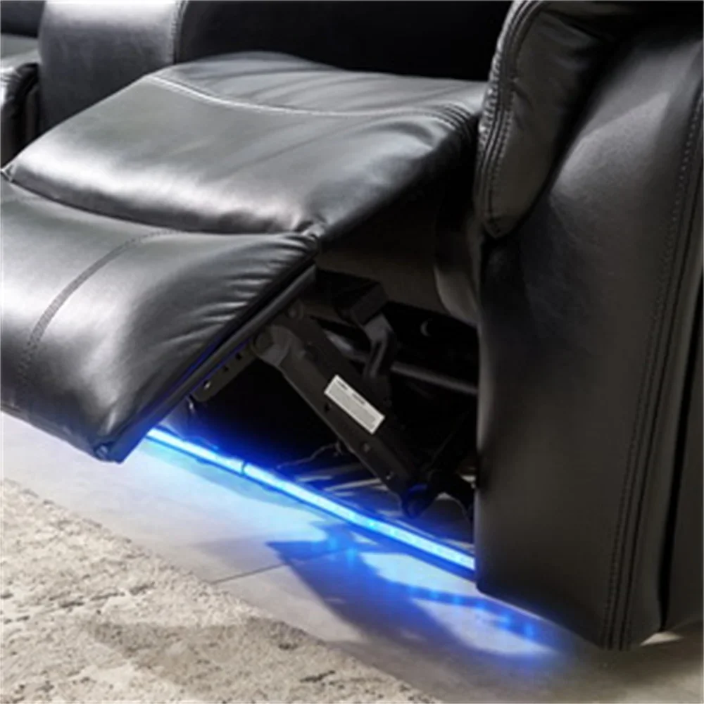 Custom Logo China Supplier Oversize 5 Person Seat Recliner Couch Manual Reclining Sectional Sofa Set with LED Strip view 3