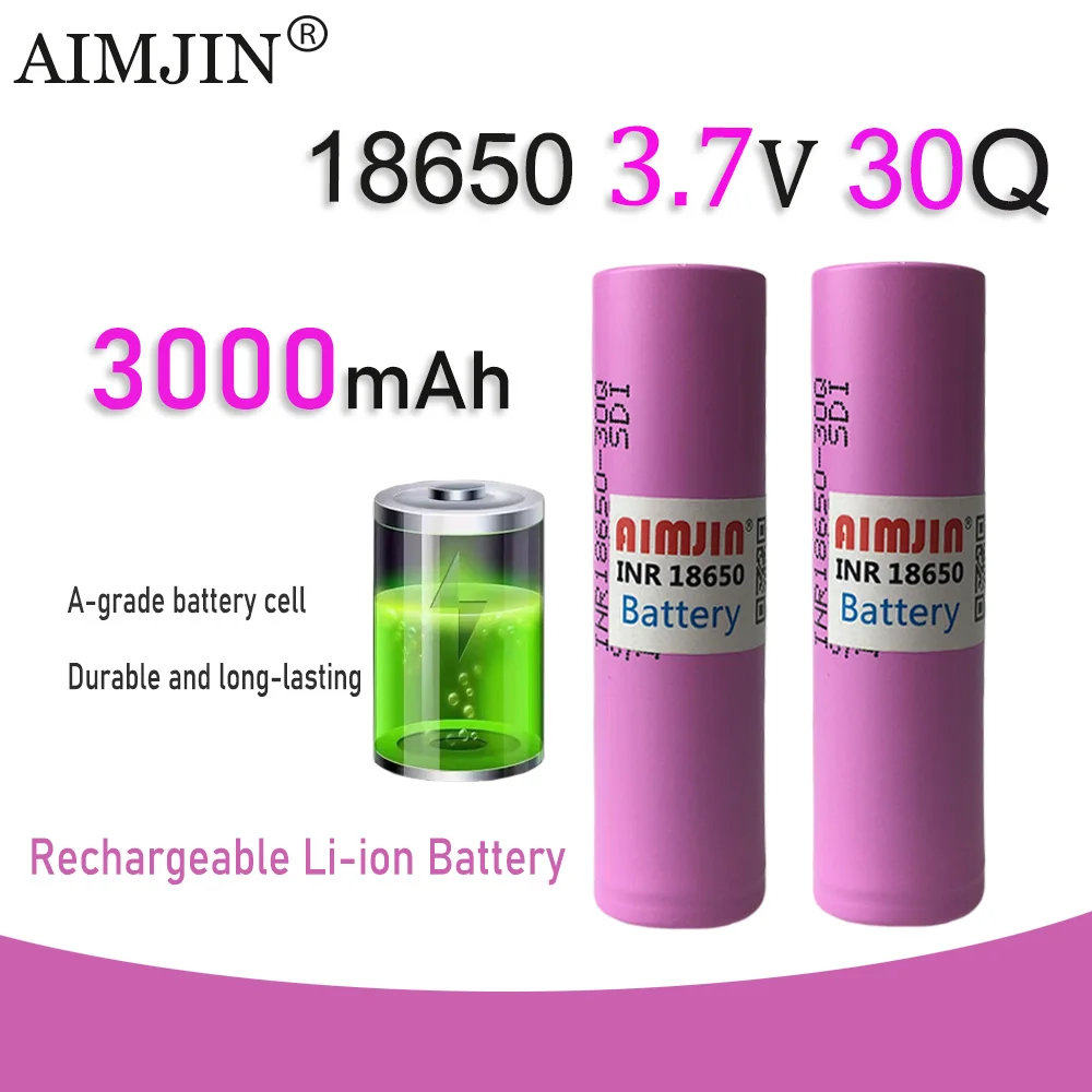 18650 30Q 3.7V 3000mAh แบตเตอรี่ Li-Ion แบบชาร์จไฟได้สําหรับของเล่นของเราเครื่องมือไฟฉายแบตเตอรี่