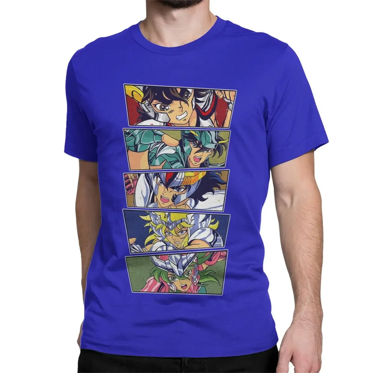 Short Sleeve Saint Seiya T Shirt Tops Graphic Men T-Shirts Knights Of The Zodiac Japanese Anime Leisure Cotton Tee  clothing