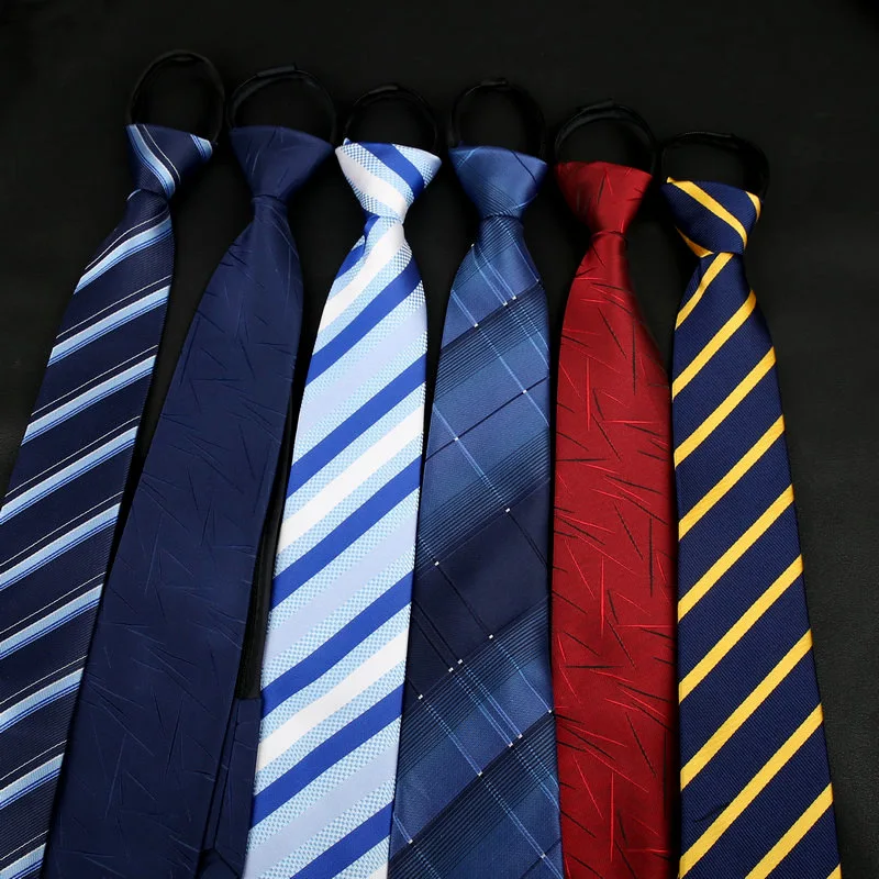 Corbatas formales para hombres, negocios, groomwedding, estudiantes, camisa profesional para mujeres, rojo, negro, azul, cremallera, corbata para persona perezosa