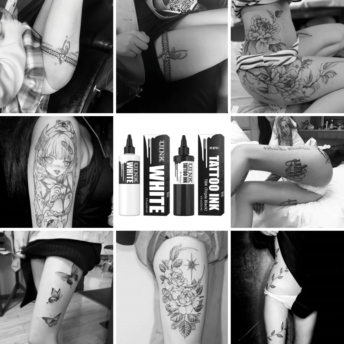 DQFART UINK Brand Hot 240ml/8floz White&Black Tattoo Ink Preferred High-quality Long-lasting Professional Artists Supplies
